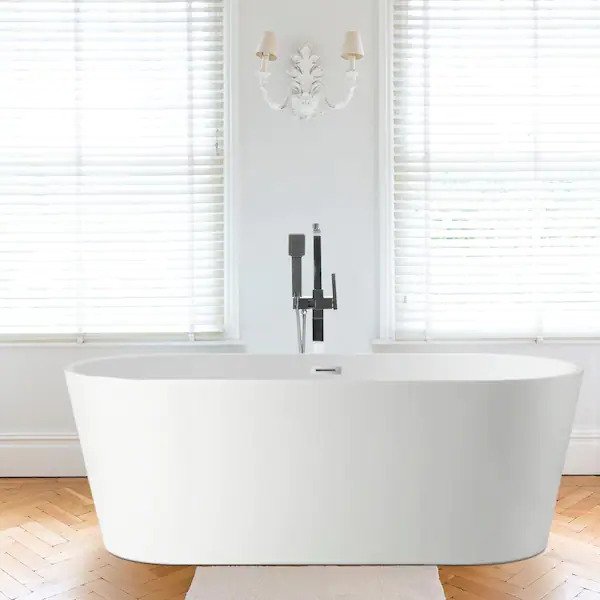 Bordeaux 67 in. Acrylic Flatbottom Freestanding Bathtub in White