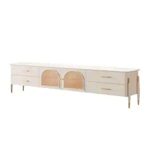 78.7 in. Beige TV Stand with 4 Drawers Fits TV's Up to 80 in. with Cable Management