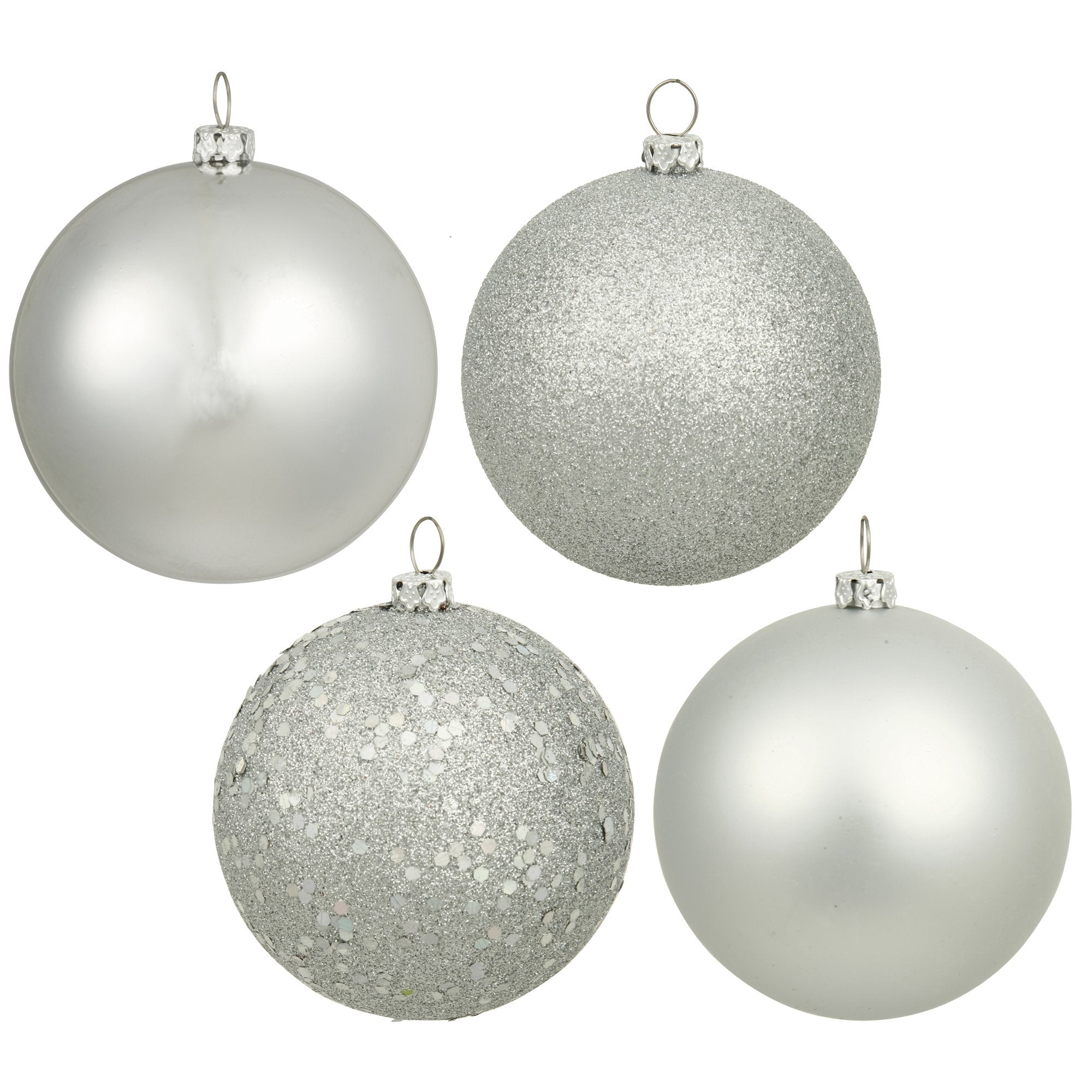 1" Silver 4Finish Plastic Ball Ornament Set of 2 Boxes of 18