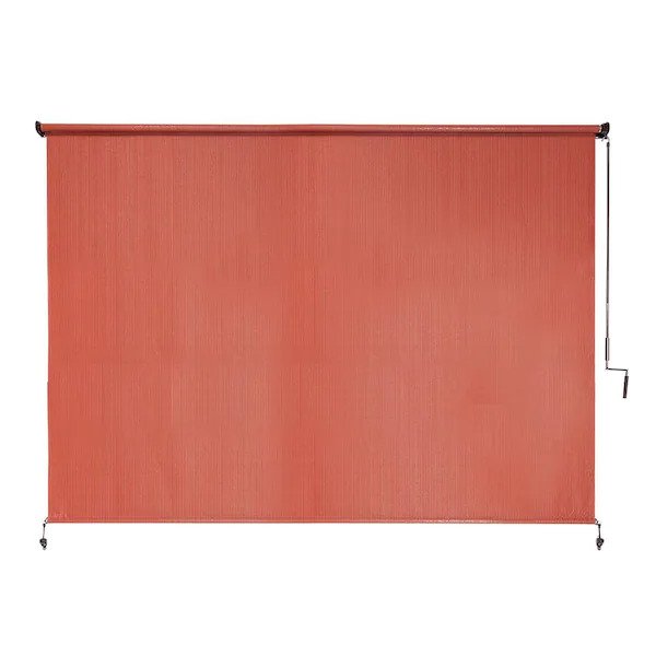 Terracotta UV Blocking Fade Resistant Fabric Exterior Roller Shade 96 in. W x 72 in. L