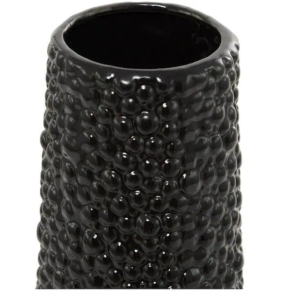 Black Ceramic Decorative Vase with Bubble Texture