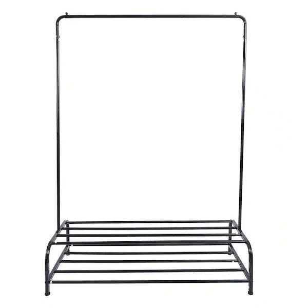 Black Metal Clothes Rack with Shelves 17.72 in. W x 59.92 in. H