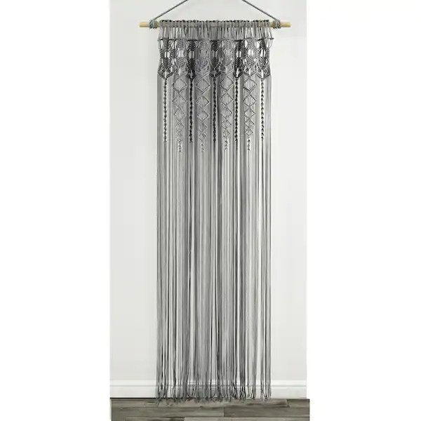 Boho Macrame Window Curtain Panels Single Gray 40" X 84" (Set of 2)