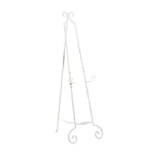 61 in. White Large Free Standing Adjustable Display Stand Scroll Easel with Chain Support