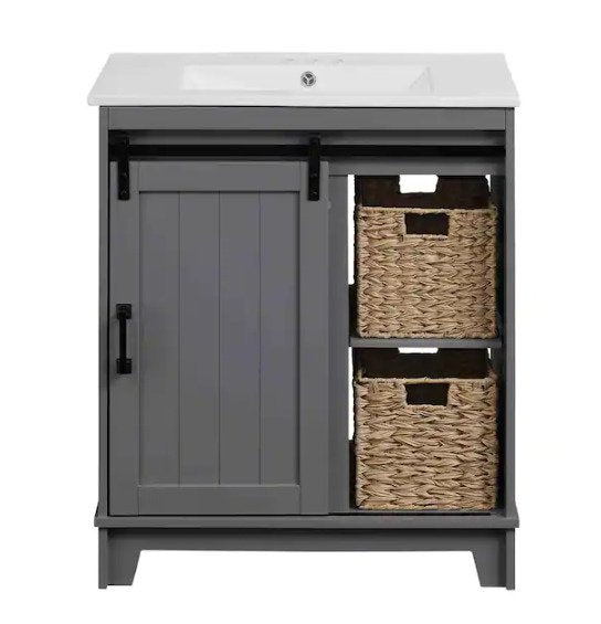 Bath Vanity in Huron Gray with Vitreous China Vanity Top
