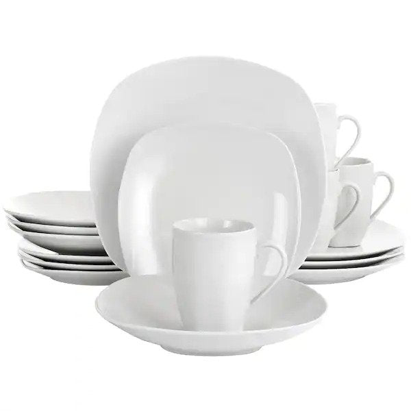 Classic Pearl 16-Piece White Fine Ceramic Dinnerware Set