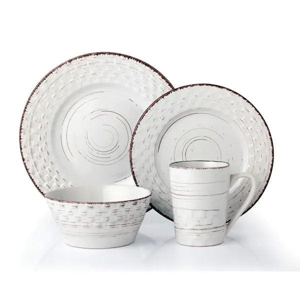 16-Piece Casual White Stoneware Dinnerware Set (Service for 4)