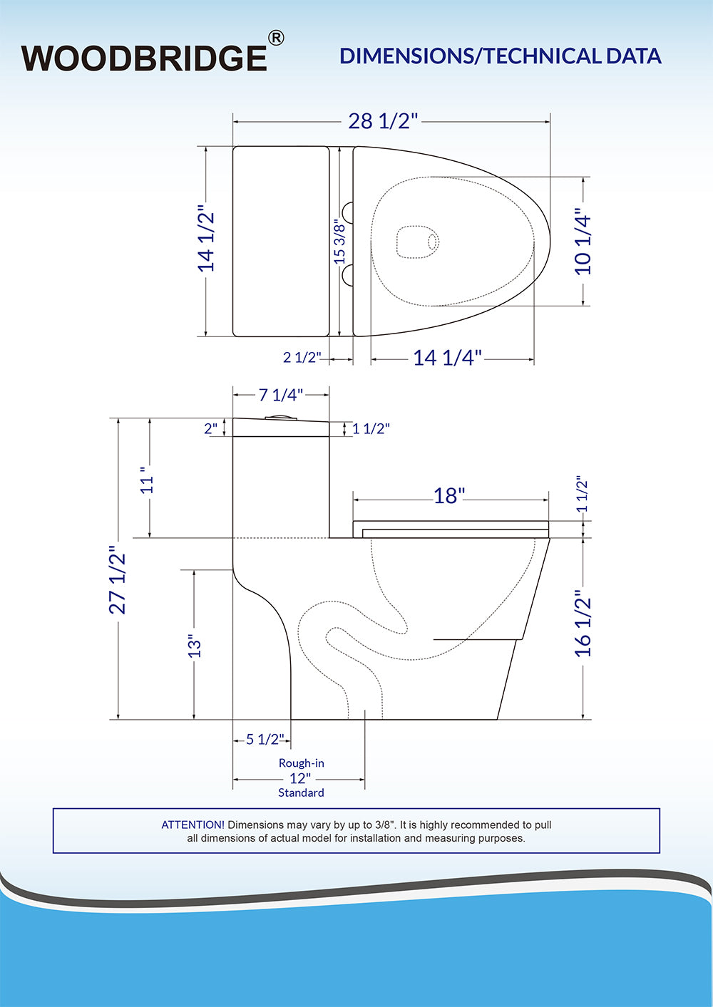 WOODBRIDGE Modern One Piece Toilet with Soft Closing Seat EJ544