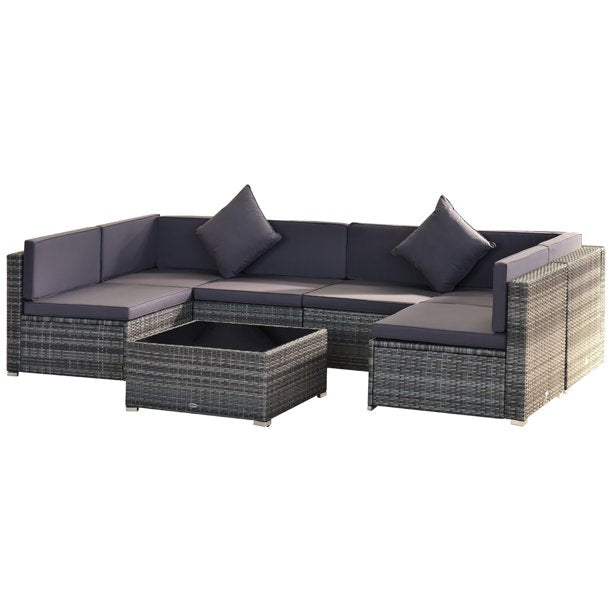 3-Piece Outdoor Patio Furniture Set w/ Rattan Wicker, Gray