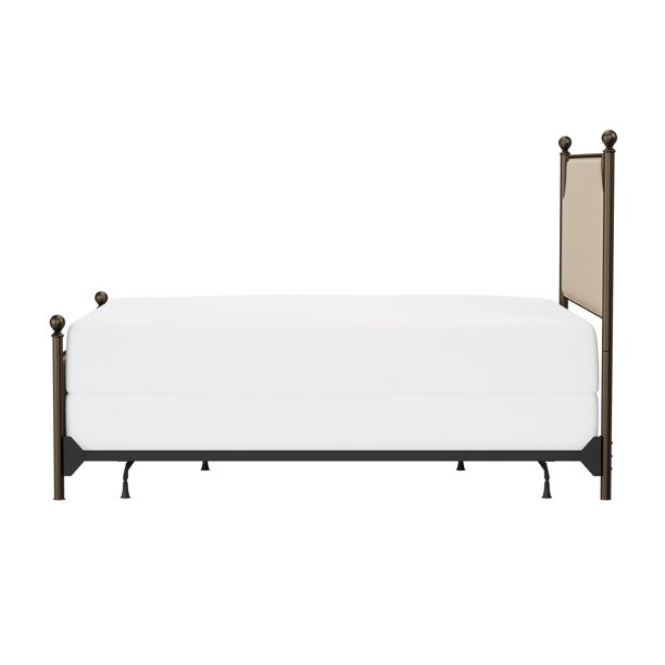 Hillsdale Furniture McArthur Queen Metal and Upholstered Bed, Bronze with Linen Stone Fabric