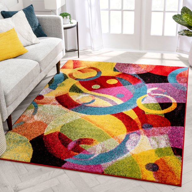 Well Woven Viva Brilliant Multi-color Modern Abstract Shapes Area Rug DRug146-B2-S2