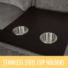 Chelsea Recliner Sofa with 2 Stainless Steal Cup Holders, Plush Fabric (Gray) - RM339