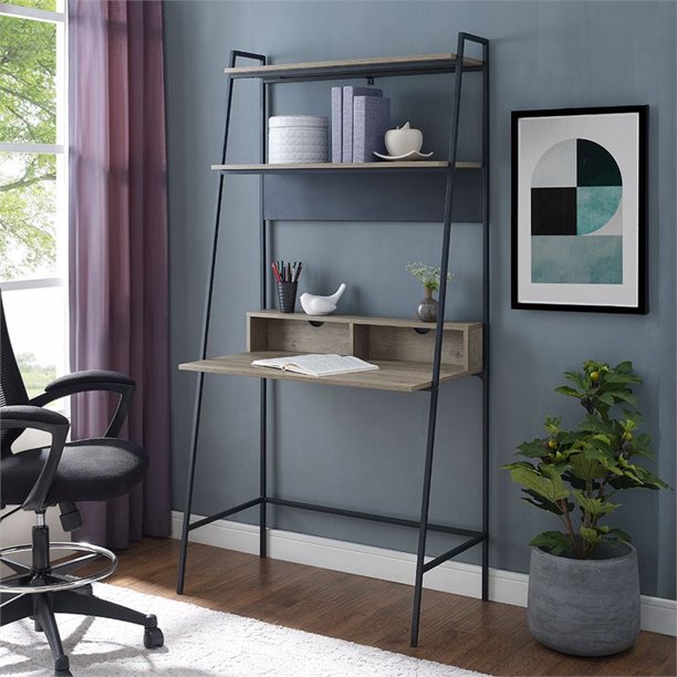 36 inch Metal and Wood Ladder Desk in Grey Wash *AS-IS*