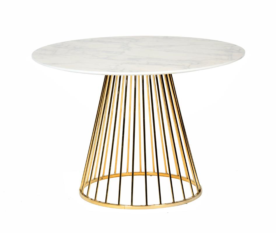 (AS IS) Modrest Holly Modern White & Gold Round Dining Table KBO327 (2 boxes)
