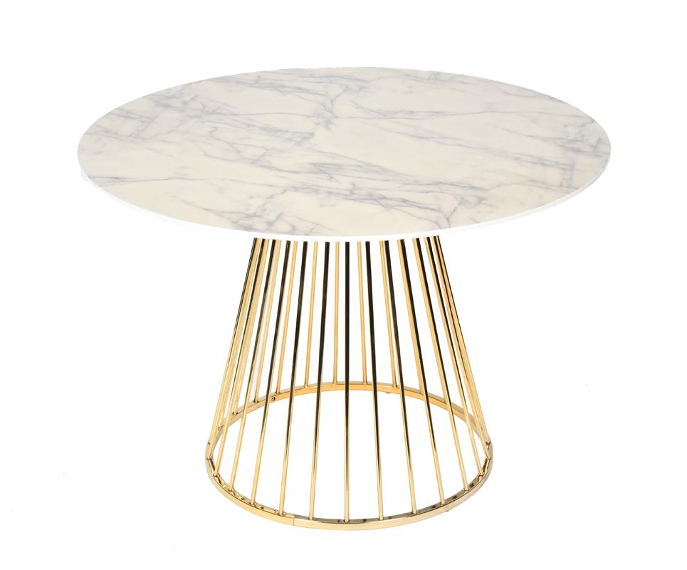 (AS IS) Modrest Holly Modern White & Gold Round Dining Table KBO327 (2 boxes)