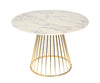 (AS IS) Modrest Holly Modern White & Gold Round Dining Table KBO327 (2 boxes)