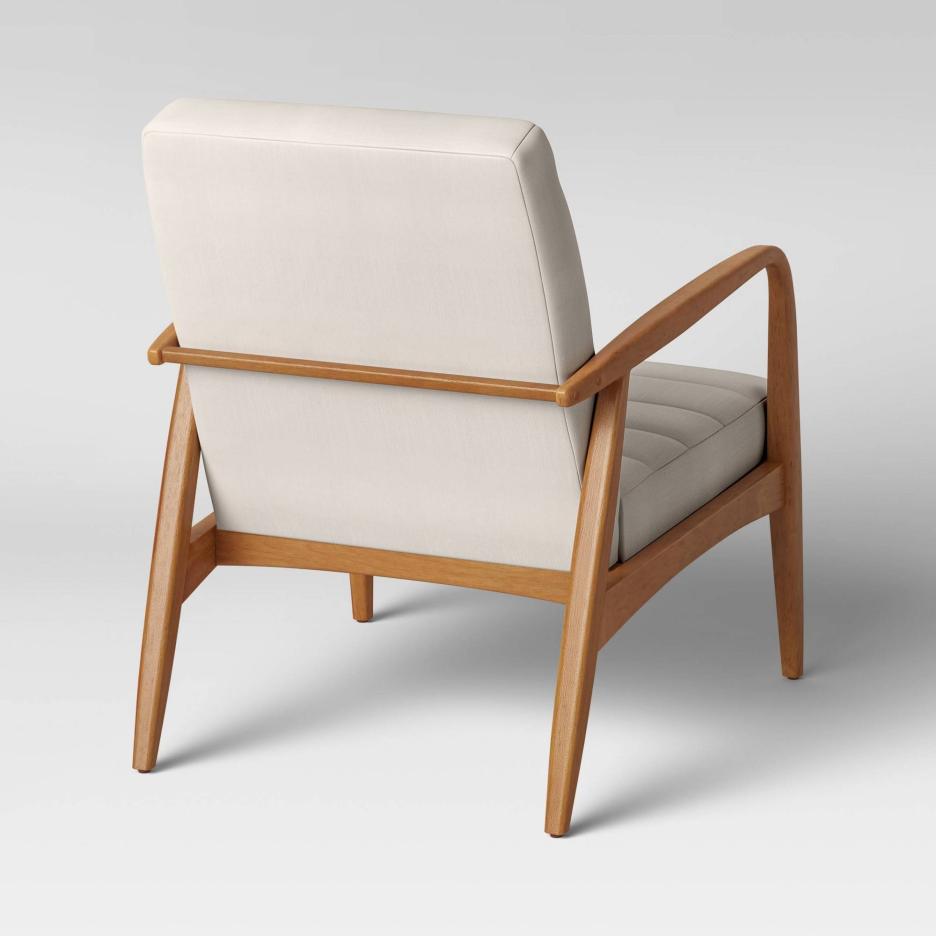 Northway Channel Tufted Wood Armchair Cream