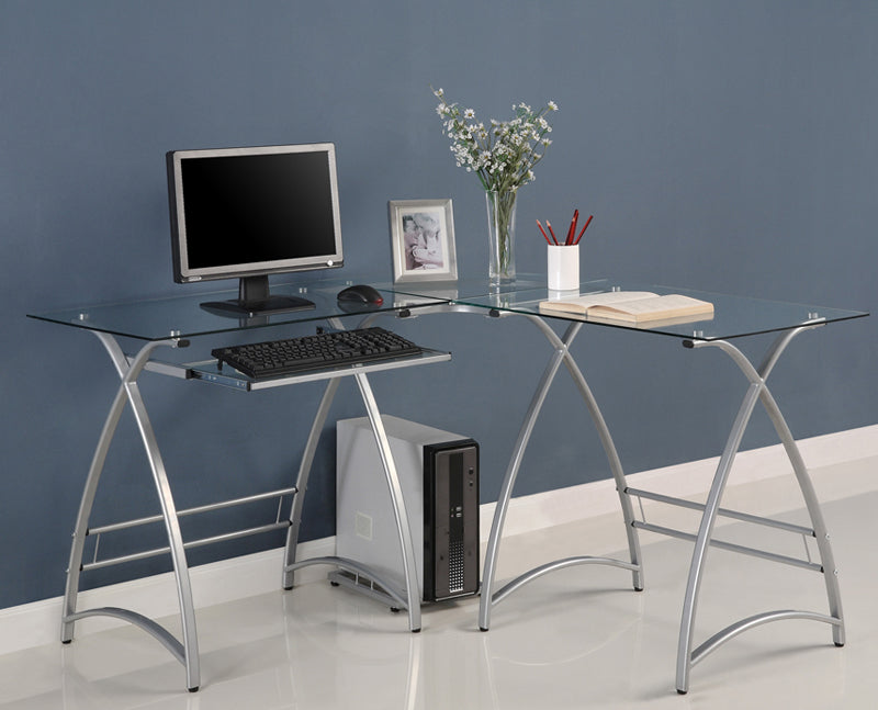 Cloer L-Shape Desk, Silver (#509)