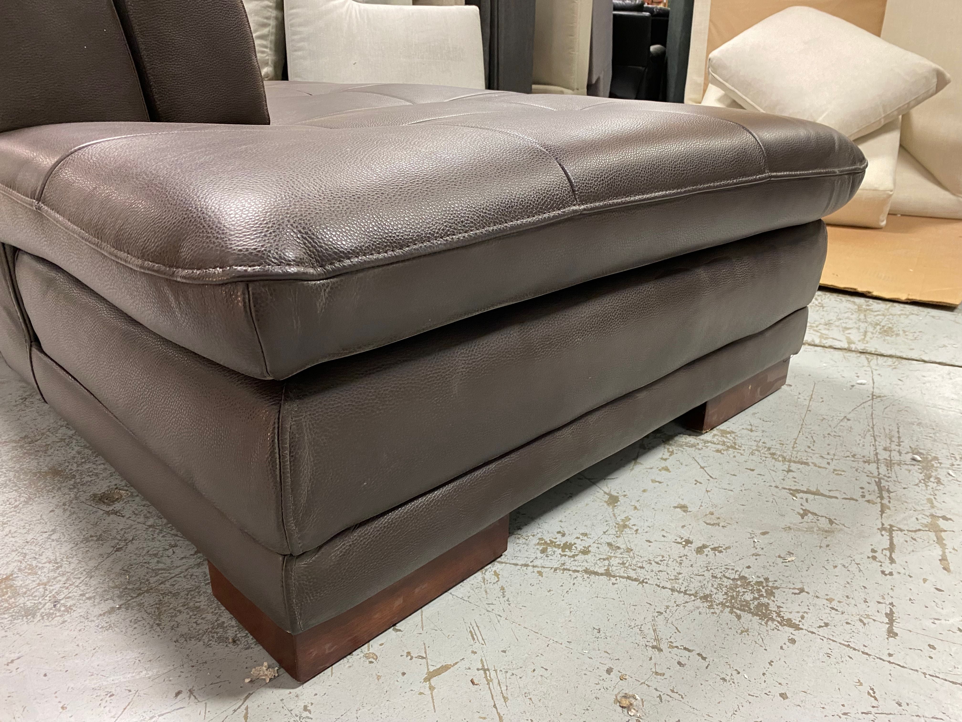 124" Wide Leather Match Chaise Piece **AS IS**