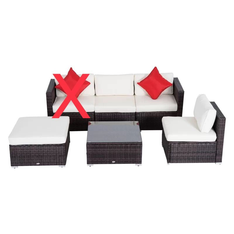 Wicker/Rattan 3-Person Seating Group with Cushions, 5-piece set, (3 BOXES)