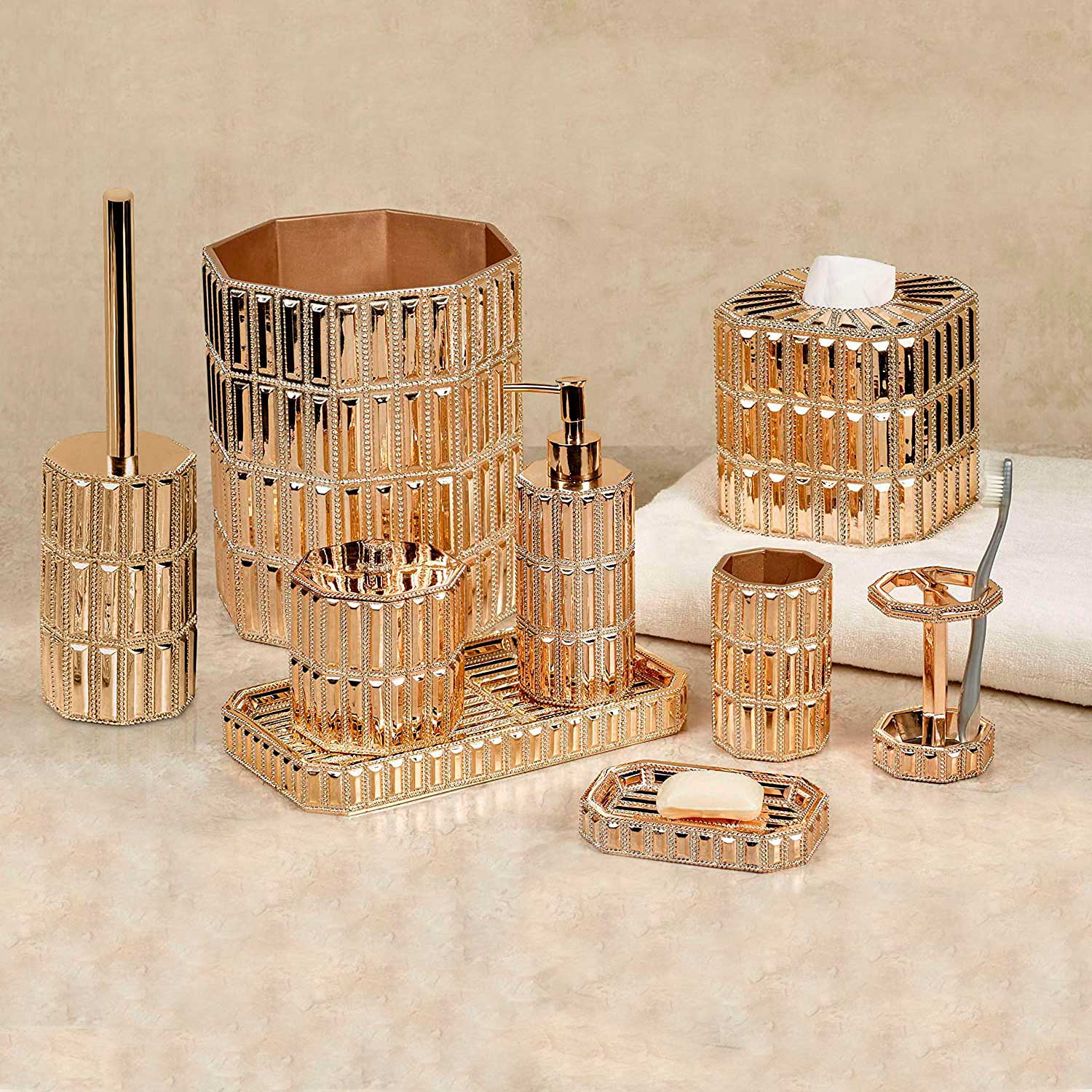 9 Piece Glitz Gold Bath Set