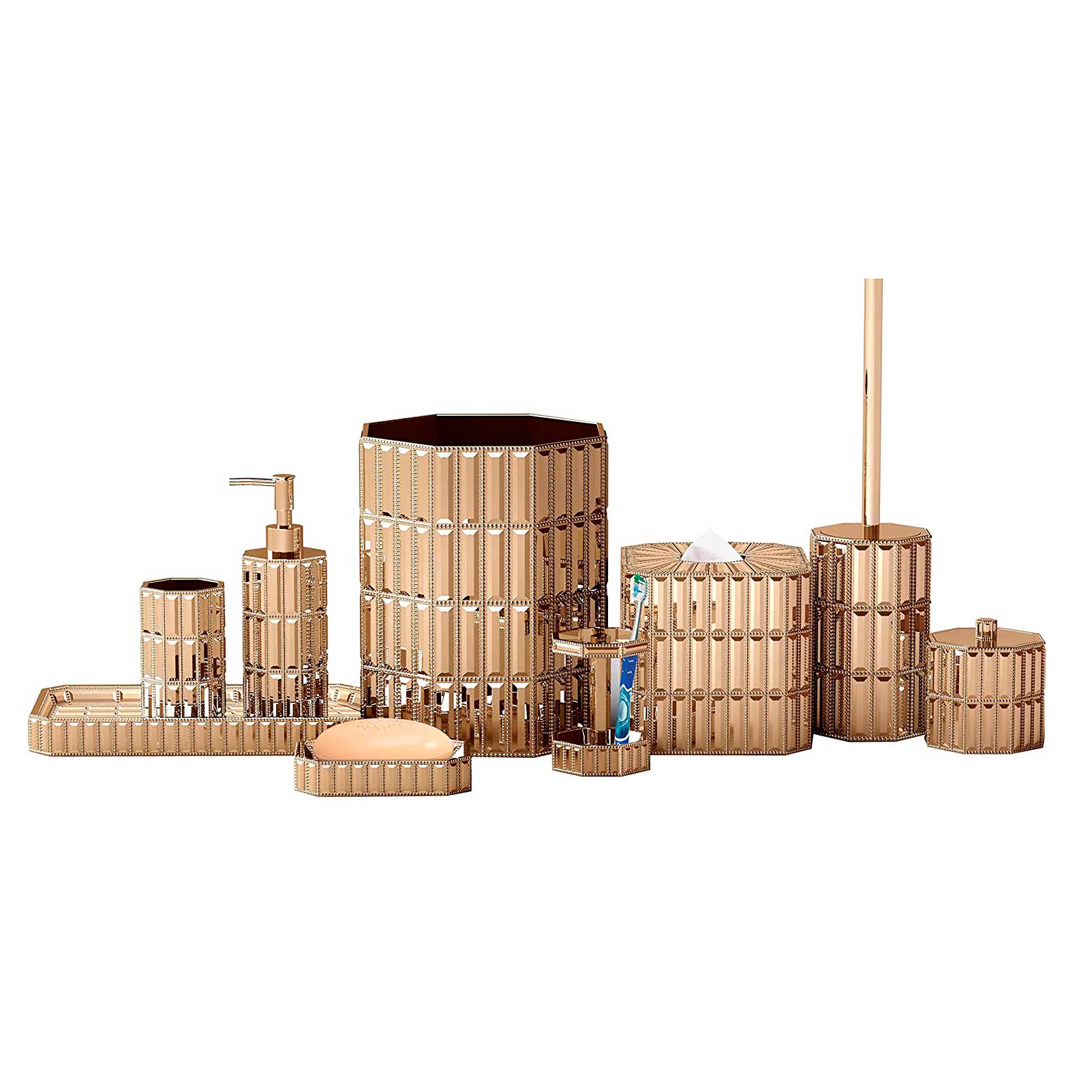 9 Piece Glitz Gold Bath Set