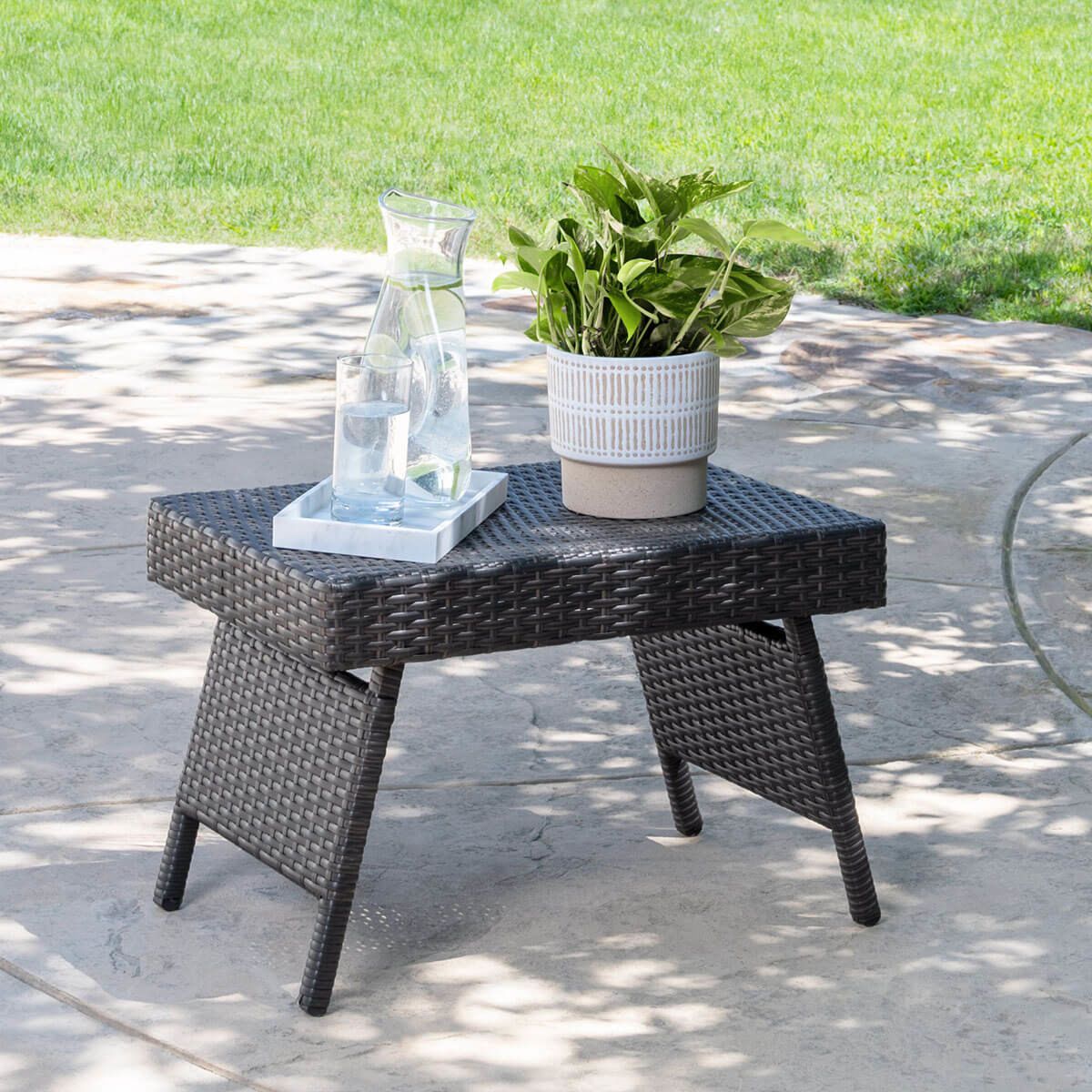 Benton Outdoor Side table, Dark Brown pt750