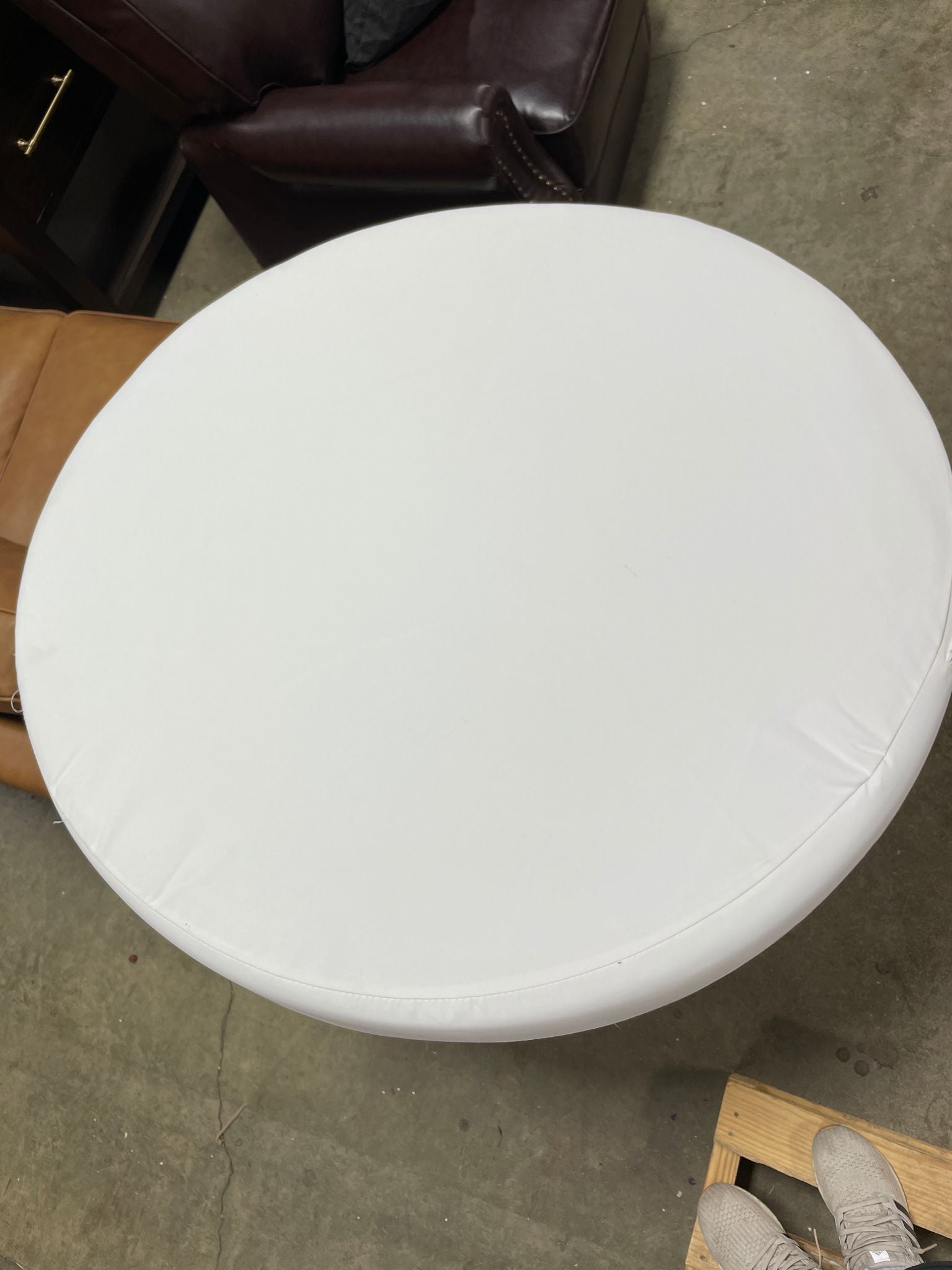 6 inch High Back Cushion for Round Ottoman in Sail White - TK Classics 020CUSHION-ROUND-WHITE CA319