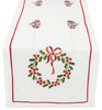Country Wreath Embroidered Hemstitch Christmas Table Runner (Set of 4), 16