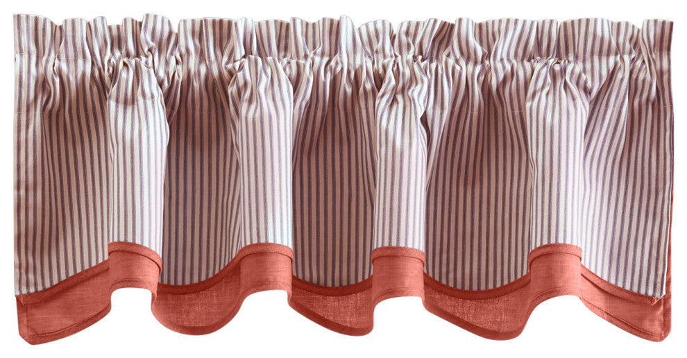 Plaza Stripe 58"x15" Bradford Valance, Brick, B121-LC192