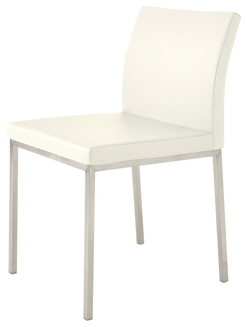 Soho Concept Aria Chrome Dining Chair, Chrome Base, White Leatherette (Set of 10) (4 Boxes) pt574