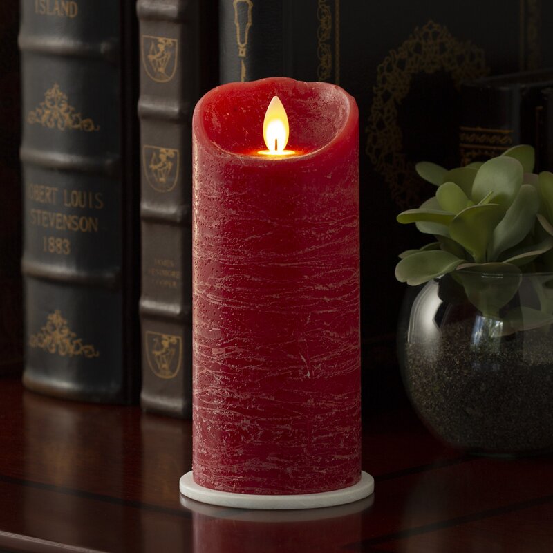 7" H x 3" W x 3" D Raspberry/Red iFlicker Unscented Flameless Candle, (Set of 2)