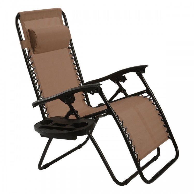 2 Pcs Folding Lounge Chair with Zero Gravity pc342