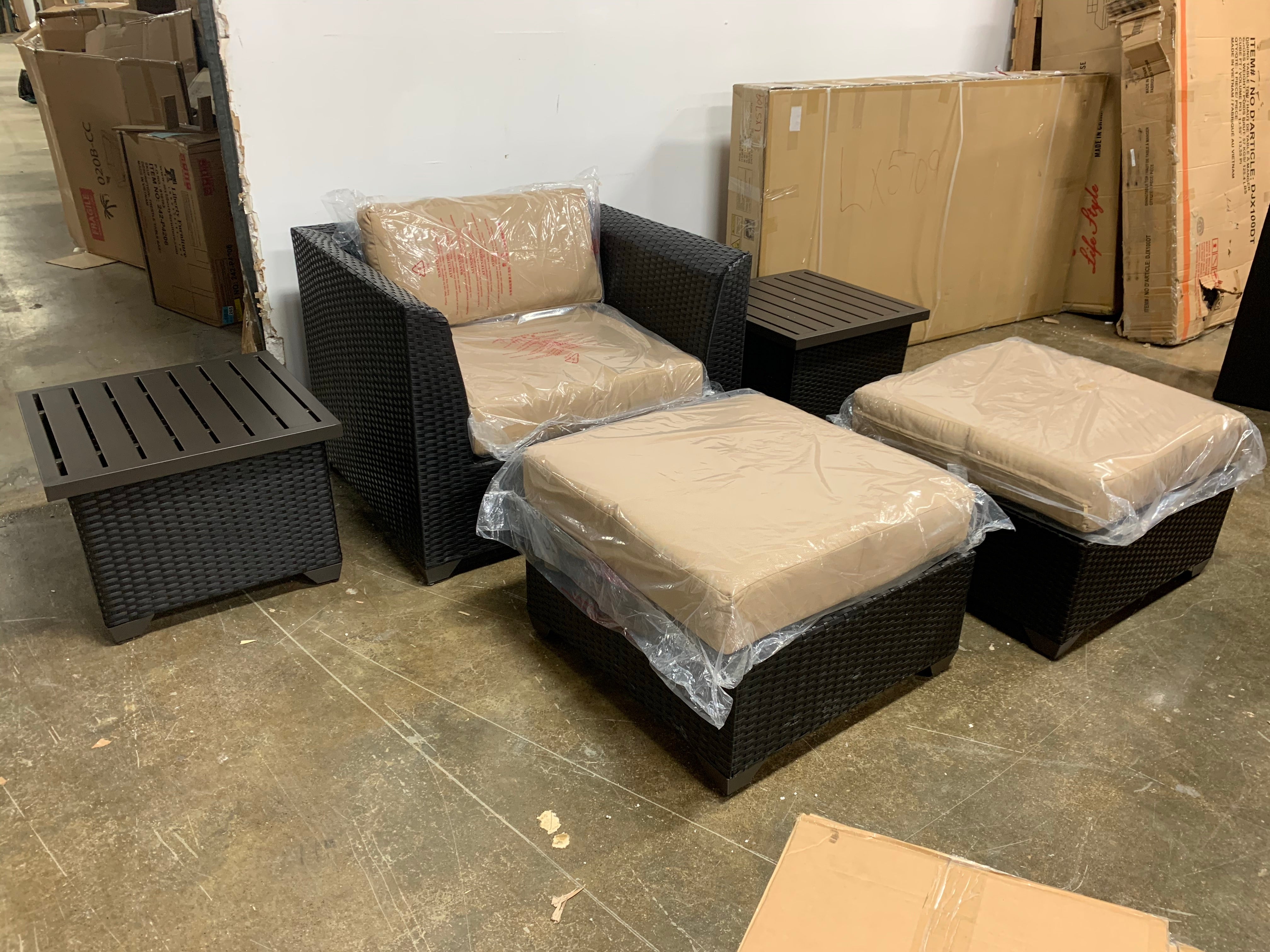 Barbados  5 Piece Outdoor Wicker Patio Furniture Set, Cilantro