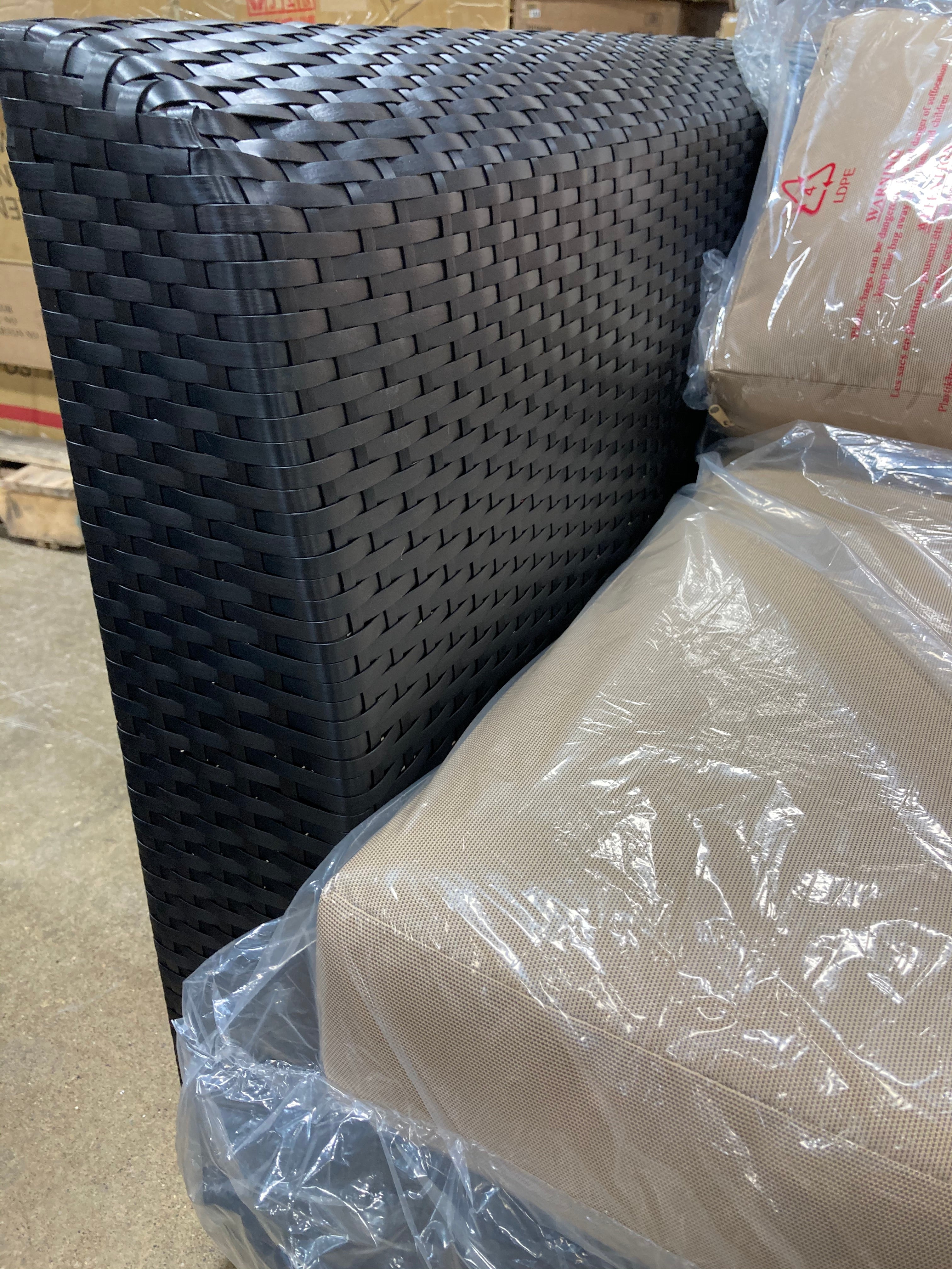 9 Piece Patio Sectional Seating Group with Club Chairs, Mocha/Tan - OP003 (9 PIECES + 24 CUSHIONS)