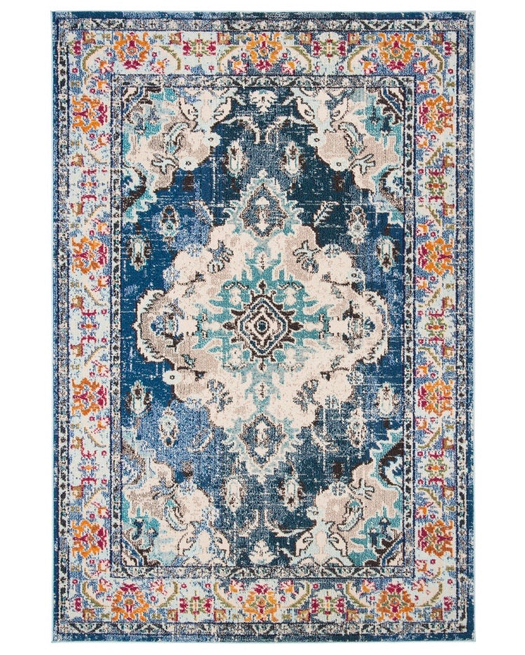 6'7"x9'2" Ponca Navy/Light Blue Area Rug CG308