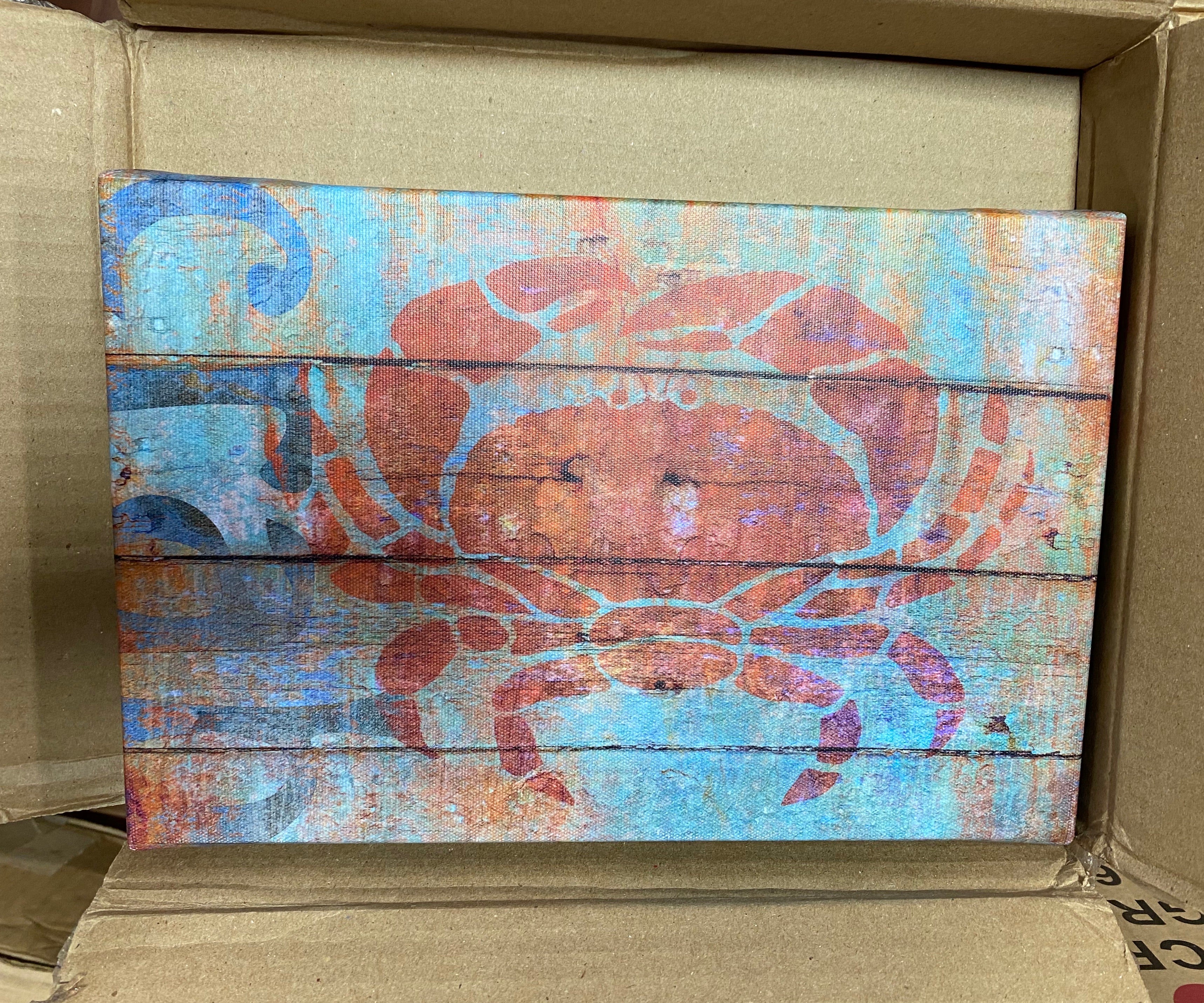'Crab on Wood' - Graphic Art Print on Wrapped Canvas  #SA665
