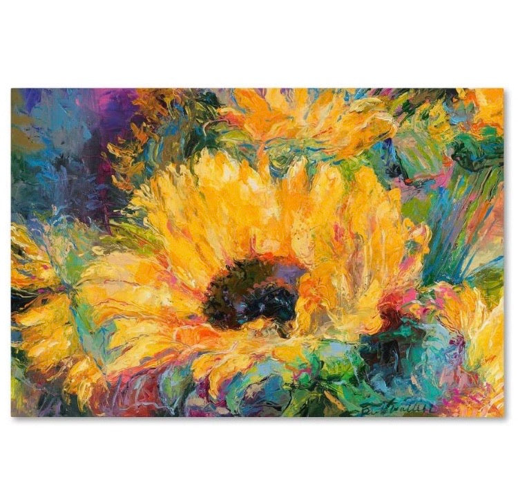 22" x 32" "Blue Sunflowers" Printed Canvas Wall Art CG1957