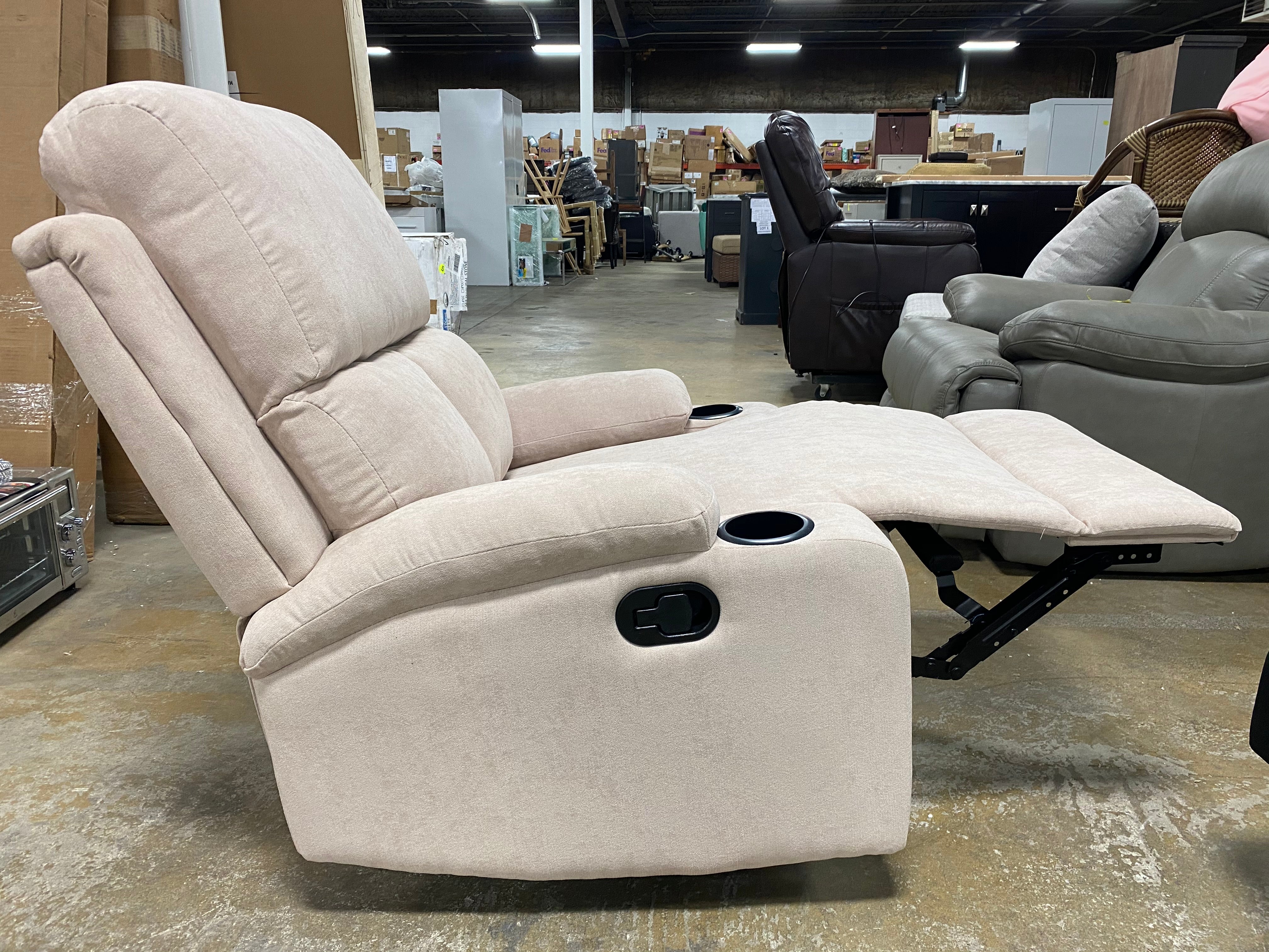 Beige Microfiber Wiener Manual Recliner