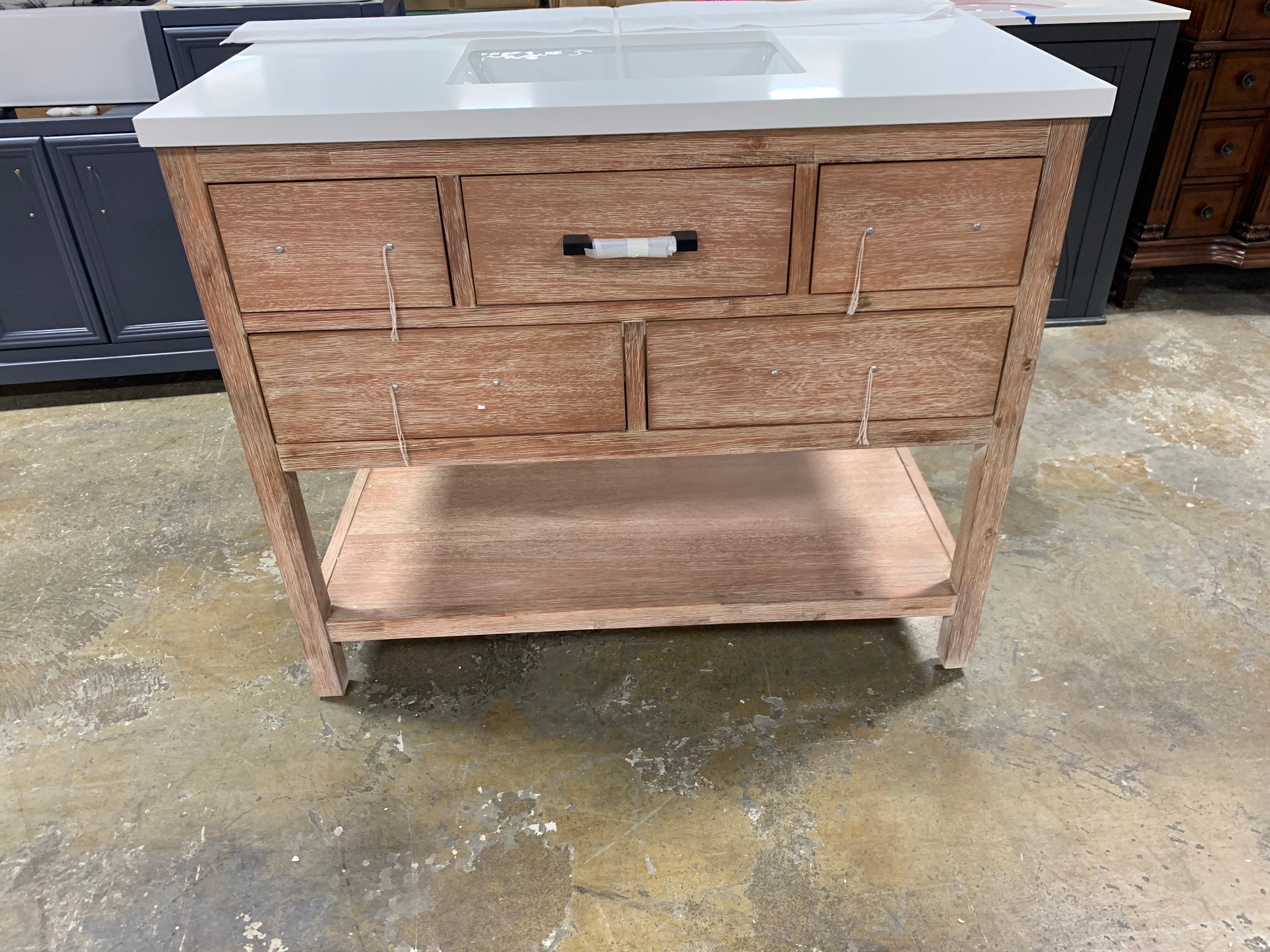 Betty 42" Single Vanity in Weathered Brown with Quartz Top