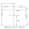 10' x 6.5' Aluminum Rectangular LED Patio Umbrella, Red (#K5852)
