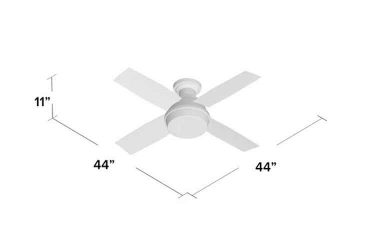 44" Dempsey Low Profile 4 - Blade LED Flush Mount Ceiling Fan CG1813