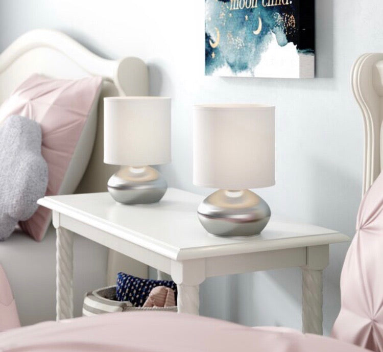 (Set of 2) Allister 9.25" Brushed Steel Table Lamp Set CG1508