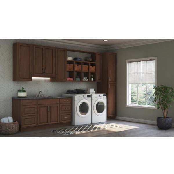 Hampton Bay Wall (Uppers ONLY) Kitchen Cabinets in Cognac (Lot of 6 + BONUS Base Cabinet) - EJ001