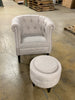 Starks Tufted Fabric Chesterfield Chair and Ottoman, Beige