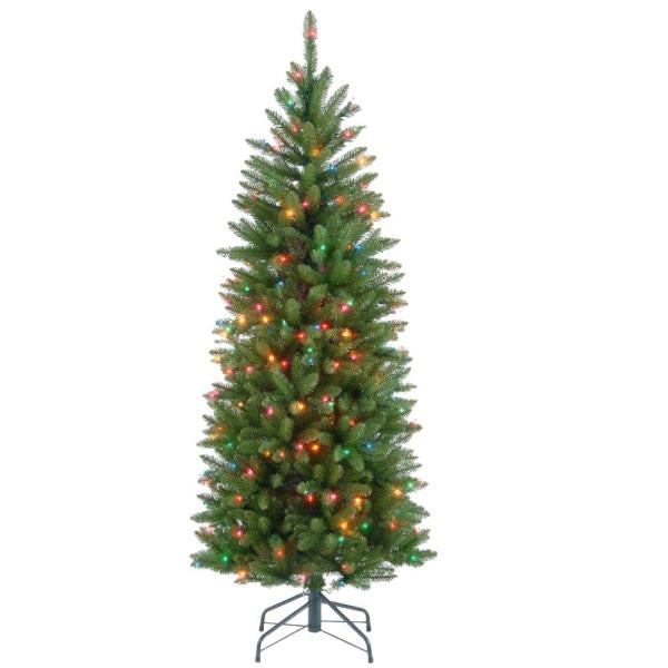 4.5' Kingswood Fir Hinged Pencil Artificial Christmas Tree with Multi-Colored Lights (#K5515)