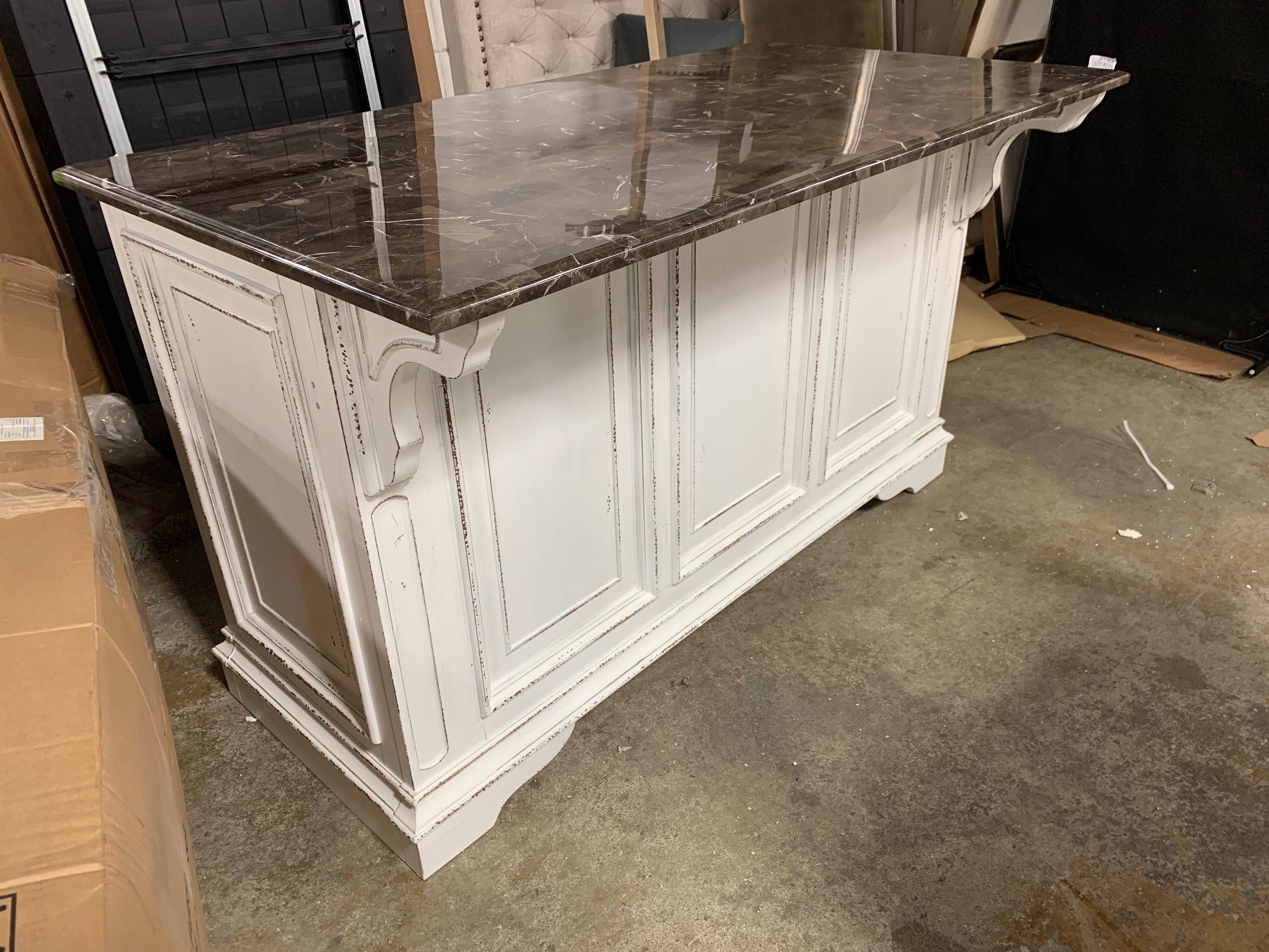Magnolia Manor Antique White Kitchen Island with Granite Top