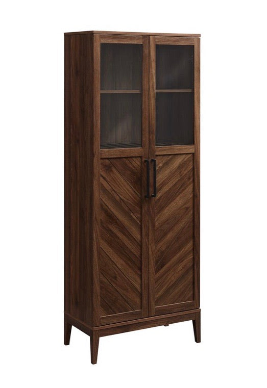 68 in. Dark Walnut Chevron Storage Cabinet CG1707