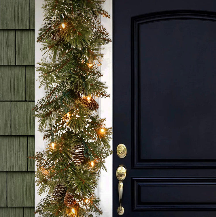 6' Glittery Bristle Pine Garland, Battery Operated (#K5382)