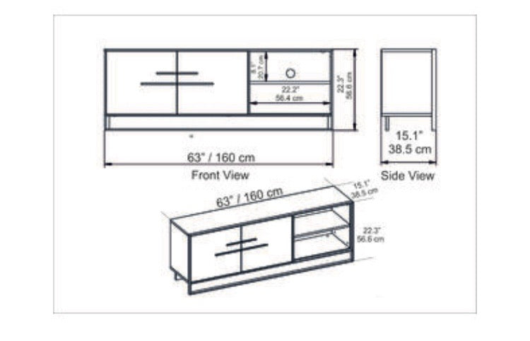 63" Polka TV Stand with Faux Marble CG765 *AS IS*